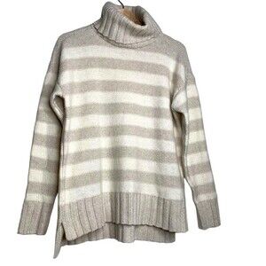 Toad&co Womens Audrey Pullover Sweater Beige Gray Long Sleeve Slit Turtleneck S